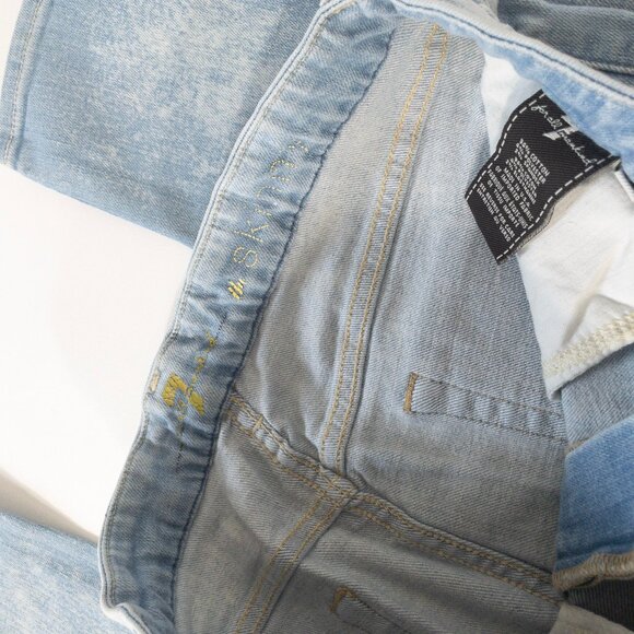 7 For All Mankind Bleach Wash Skinny Jean SZ 29 Punk Trendy 32 L Tall Faded - Picture 8 of 13